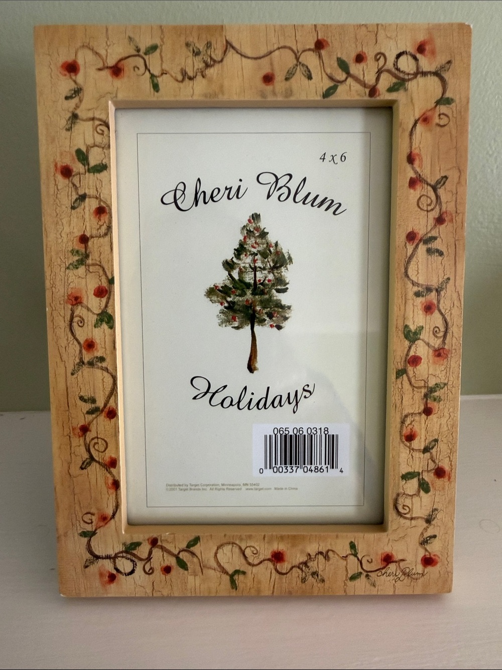 Cheri Blum Vintage Holiday picture Frame 4x6 whimsical garland botanical Y2K